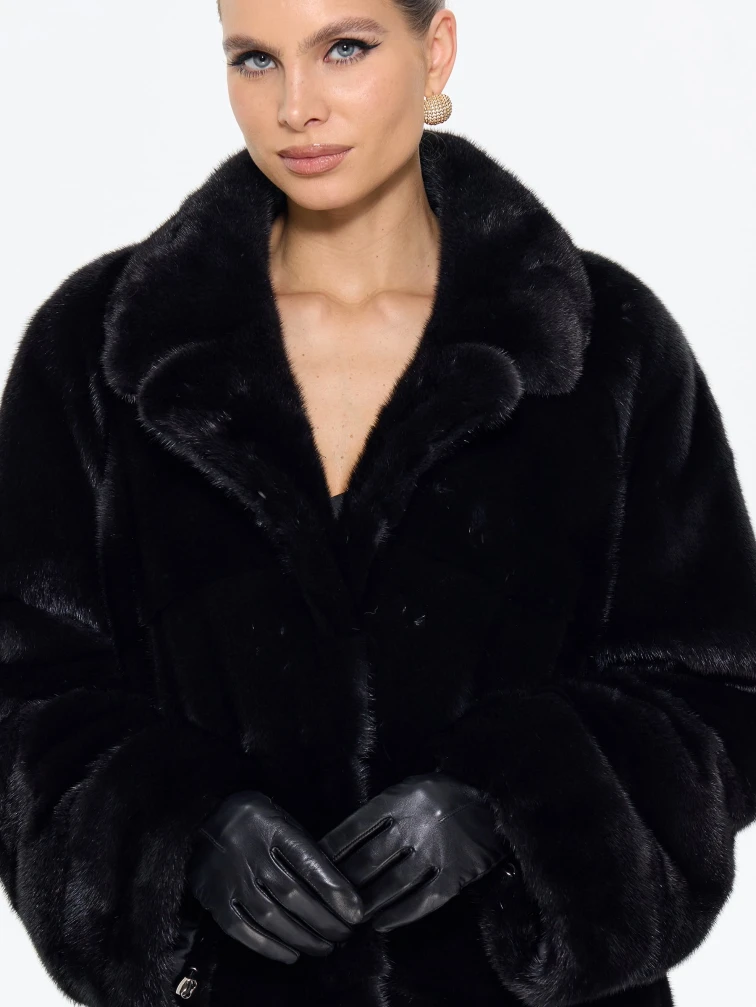 Длинная женская норковая шуба М-102- 1901, черная, размер 52, артикул 65400-0