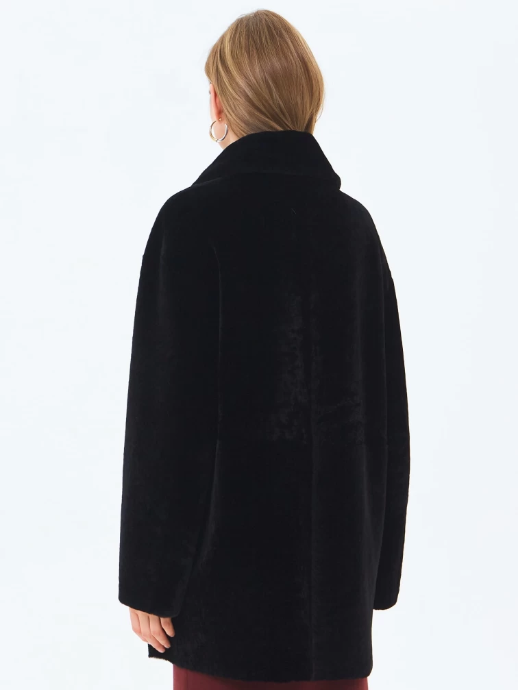 Женская дубленка из астрагана 2064, черная, размер 48, артикул 64640-3