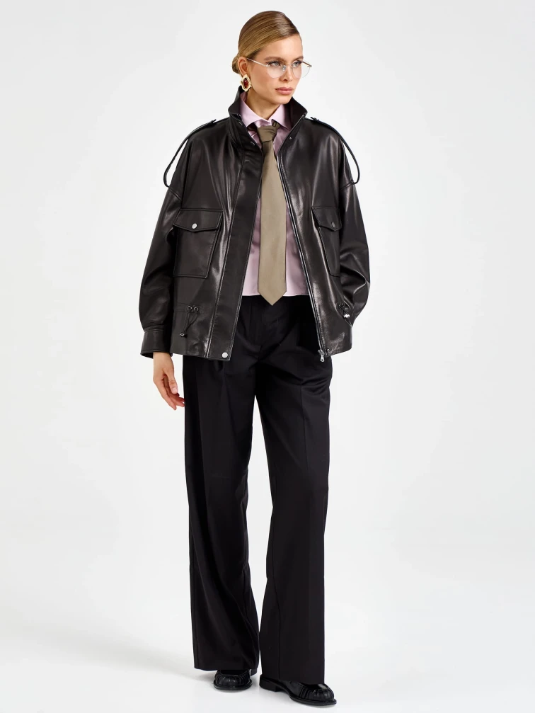 Черная женская кожаная куртка 3101, размер 42, артикул 92200-0