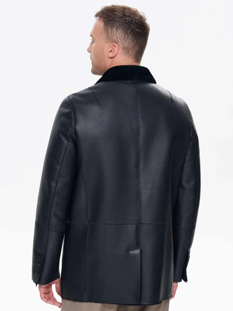 Мужская дубленка пиджак премиум класса 443, черная, размер 48, артикул 41210-5