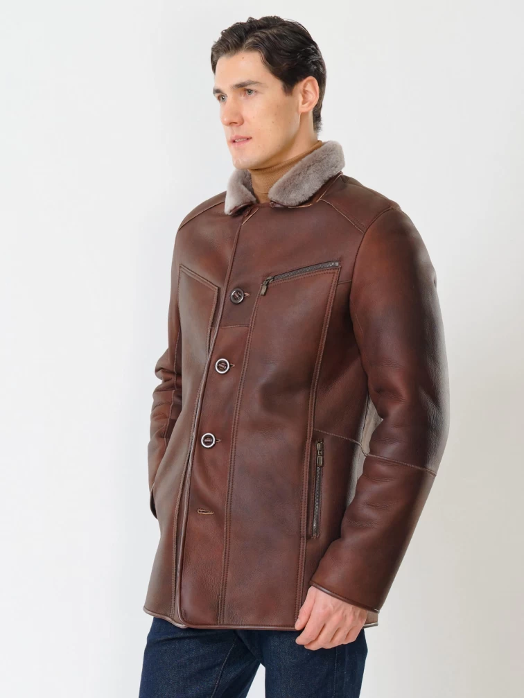 Классическая мужская дубленка 402, виски, размер 50, артикул 70420-1