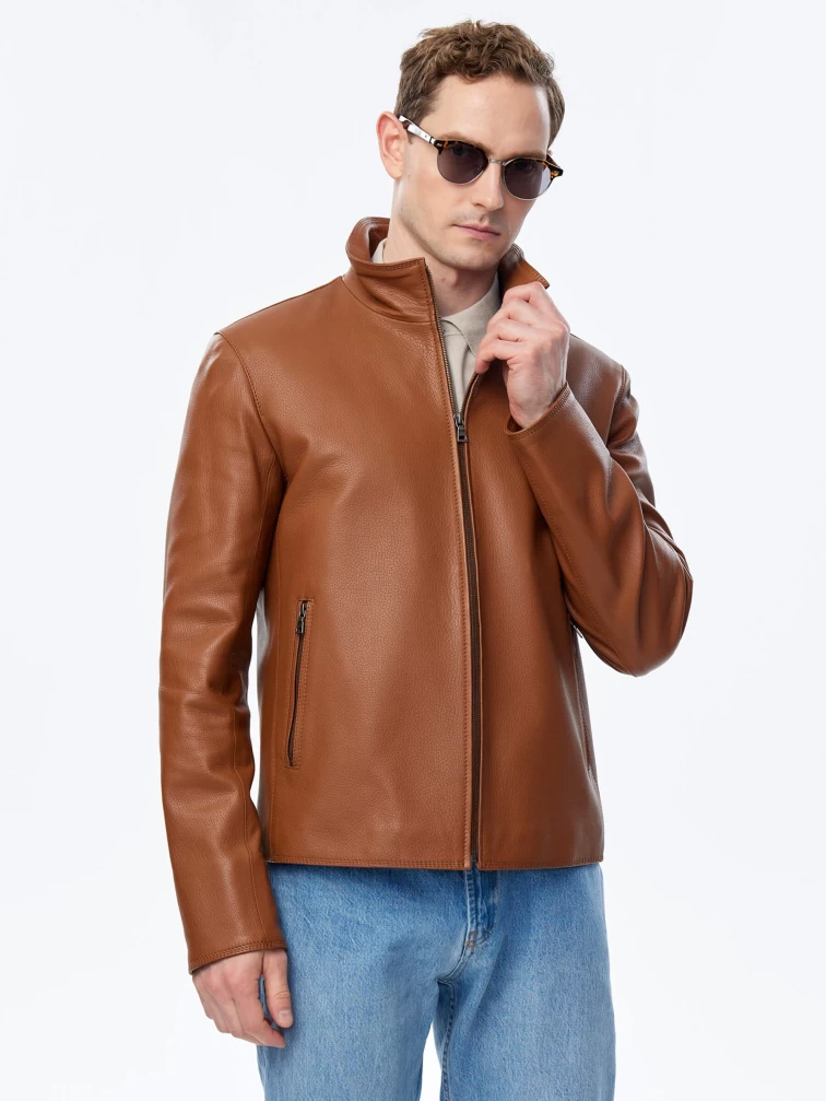Короткая кожаная куртка премиум класса для мужчин 2010-9, виски, размер 50, артикул 29710-4