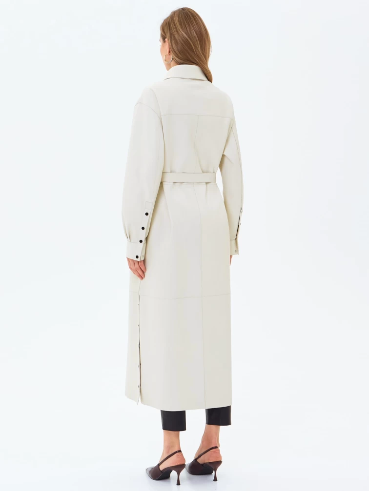 Плащ женский кожаный премиум класса 3091, белый, размер 44, артикул 24410-5