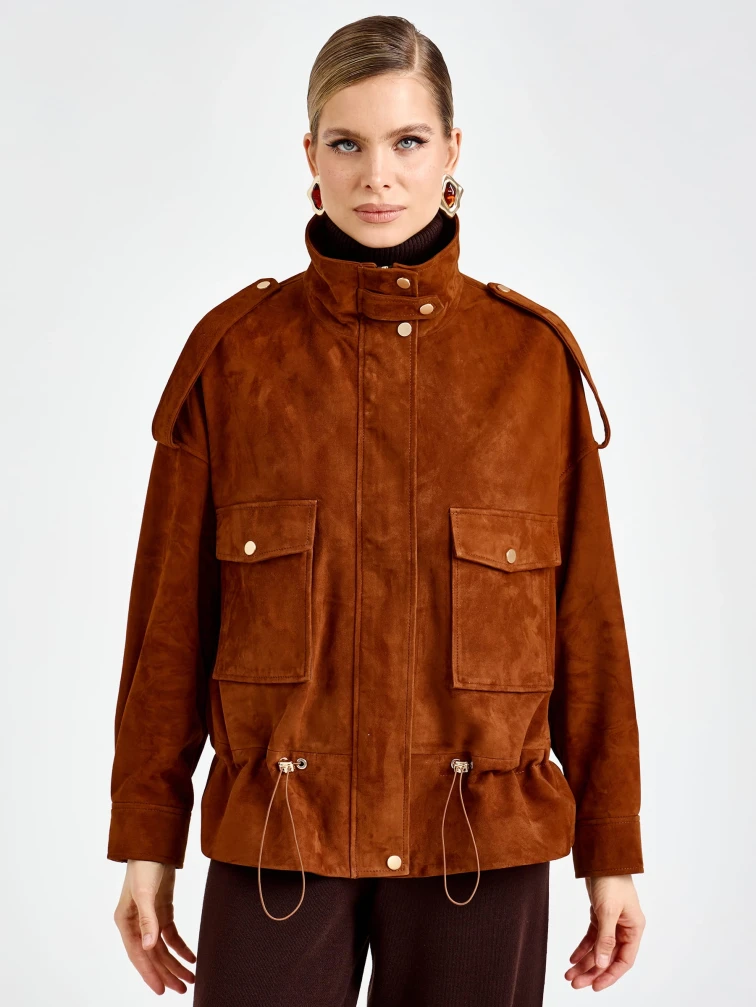 Замшевая женская куртка премиум класса 3101з, виски, размер 48, артикул 92420-4