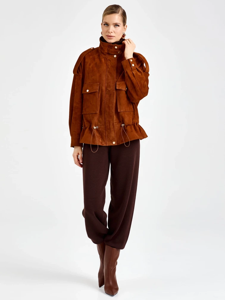 Замшевая женская куртка премиум класса 3101з, виски, размер 48, артикул 92420-3