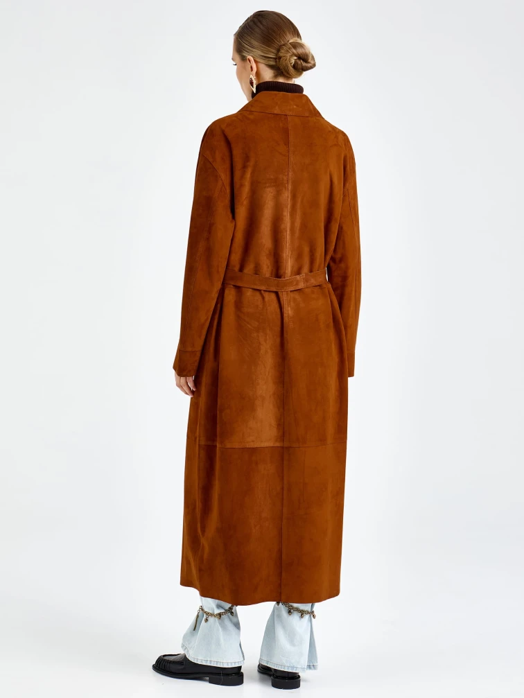 Замшевый женский плащ премиум класса 3113з, виски, размер 48, артикул 92400-5