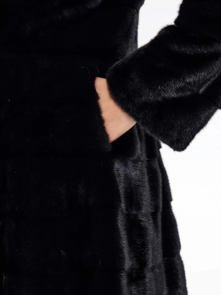 Поперечная женская шуба из меха норки MANAKAS WMF 10026, черная, размер 42, артикул 34300-2