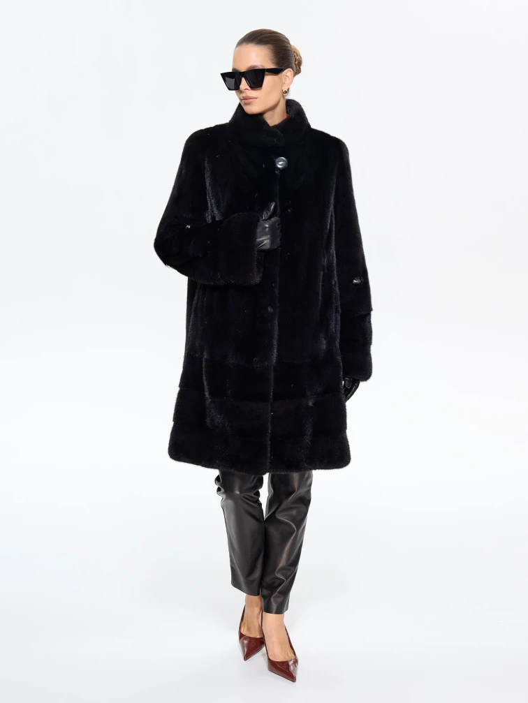 Коричневая женская норковая шуба Модница-010, размер 56, артикул 65420-6