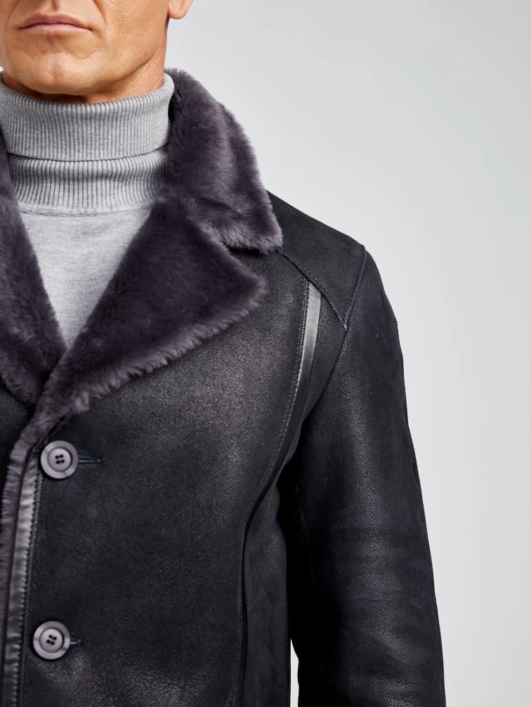 Дубленка классическая мужская Леон, черная, размер 48, артикул 70700-2
