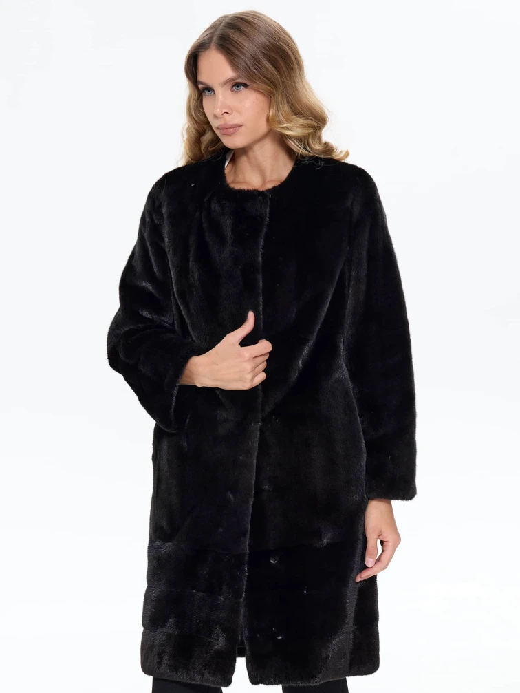 Черная женская шуба из меха норки BRASCHI NJ 13, размер 42, артикул 34370-0