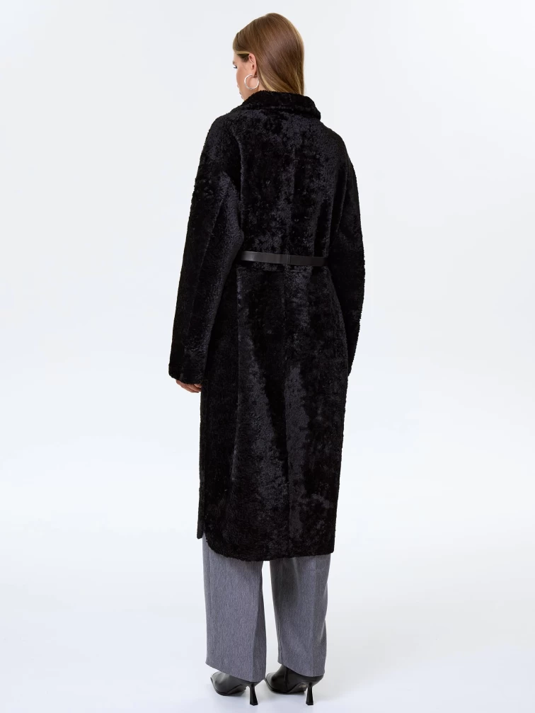 Длинная женская дубленка из астрагана премиум класса 2060, черная, размер 46, артикул 62490-7