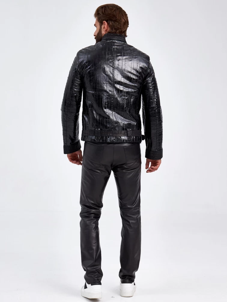 Зимняя мужская куртка из кожи морского угря на подкладке из овчины тиградо ZE/F-7785, черная, размер 46, артикул 29490-4