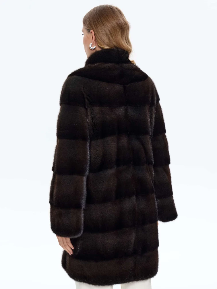 Поперечная норковая женская шуба MANZARI SL-135, серая, размер 44, артикул 34290-5