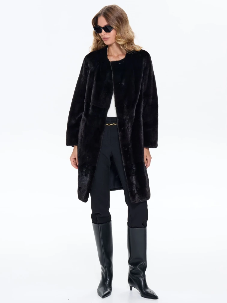 Черная женская шуба из меха норки BRASCHI NJ 13, размер 42, артикул 34370-5