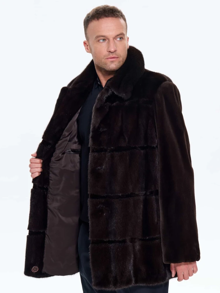 Шуба мужская из меха норки REGAL RRM-506, коричневая, размер 56, артикул 34550-3