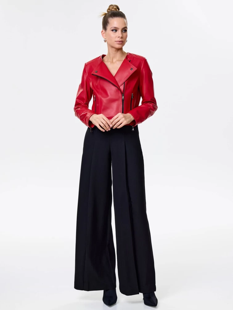 Красная кожаная женская косуха 389, размер 46, артикул 90431-1