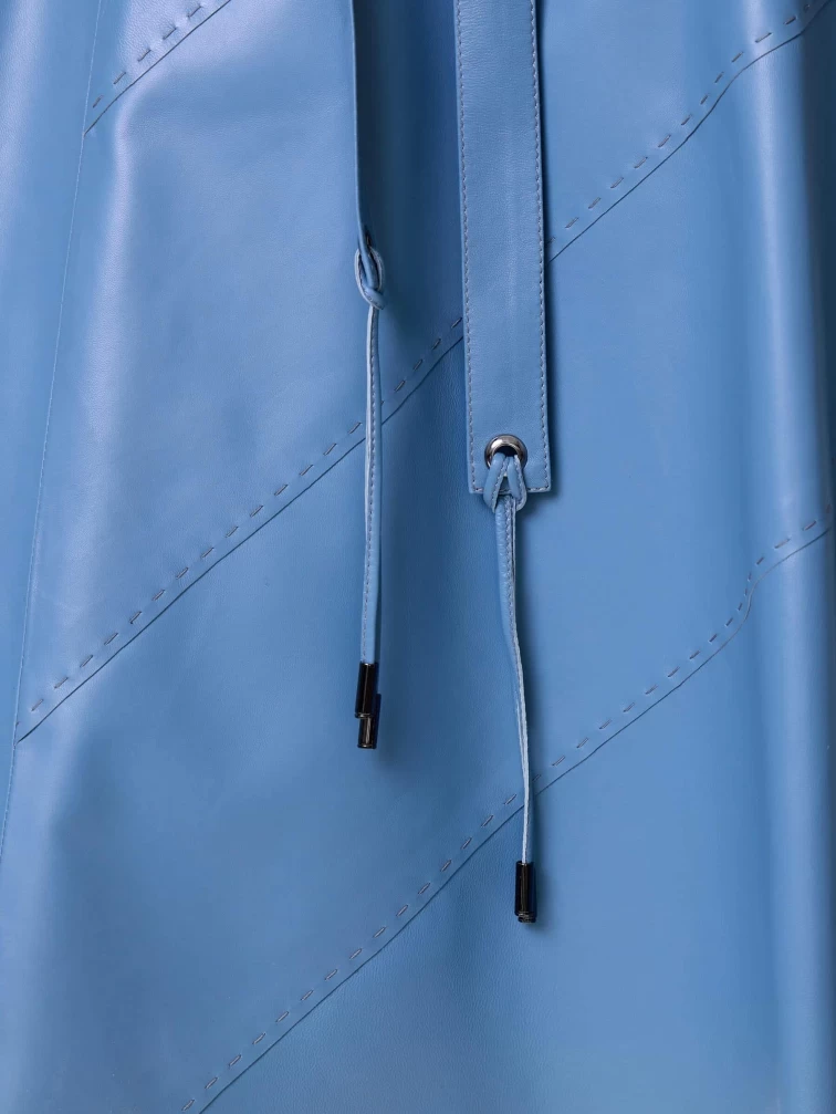 Голубая кожаная юбка 01рс, размер 48, артикул 85452-2