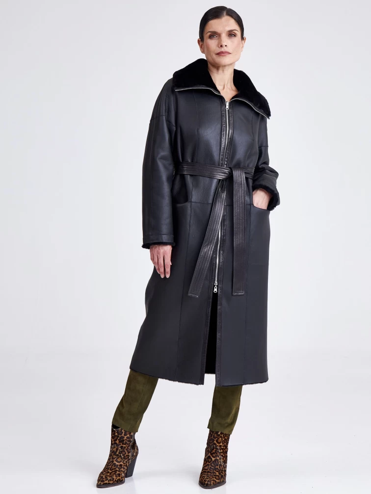 Двусторонняя женская дубленка из астрагана премиум класса 2015, черная, размер 48, артикул 62720-5