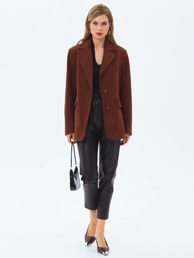 Женский замшевый пиджак премиум класса 3096з, табачный, размер 48, артикул 24370-6