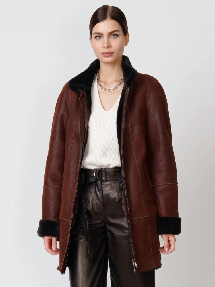 Зимний комплект женский: Дубленка 267 + Брюки 05, виски/черный, р. 44, арт. 111290-1