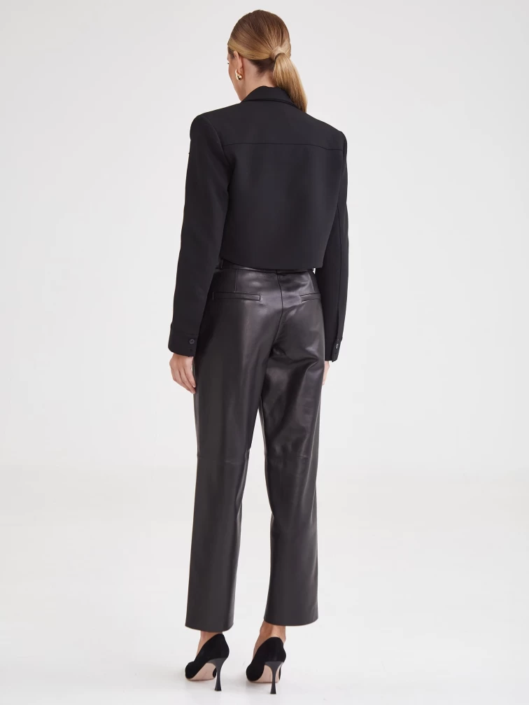 Модные женские кожаные брюки 08, черные, размер 42, артикул 85921-2