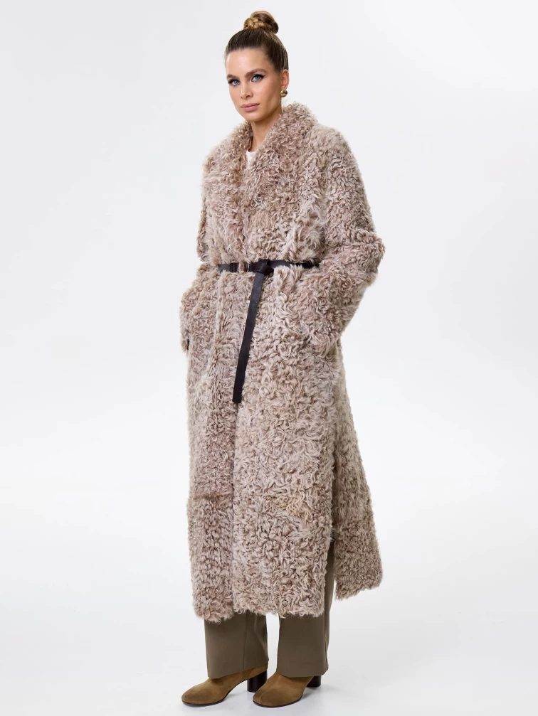 Женское пальто из натуральной овчины тиградо премиум класса 2023, бежевое, размер 44, артикул 64560-6