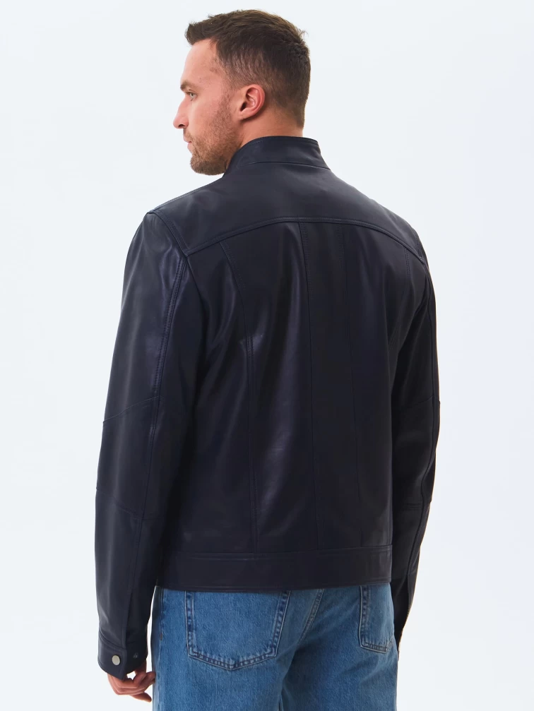 Кожаная куртка мужская 507, синяя, размер 50, артикул 28600-5