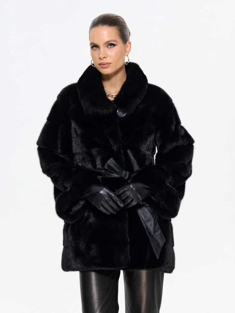 Черная женская норковая шуба MANAKAS 2478, размер 38, артикул 34260-1