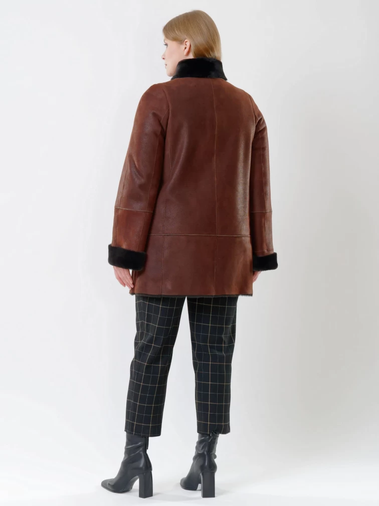 Женская дубленка на молнии с воротником стойкой 267, виски, размер 44, артикул 61170-4