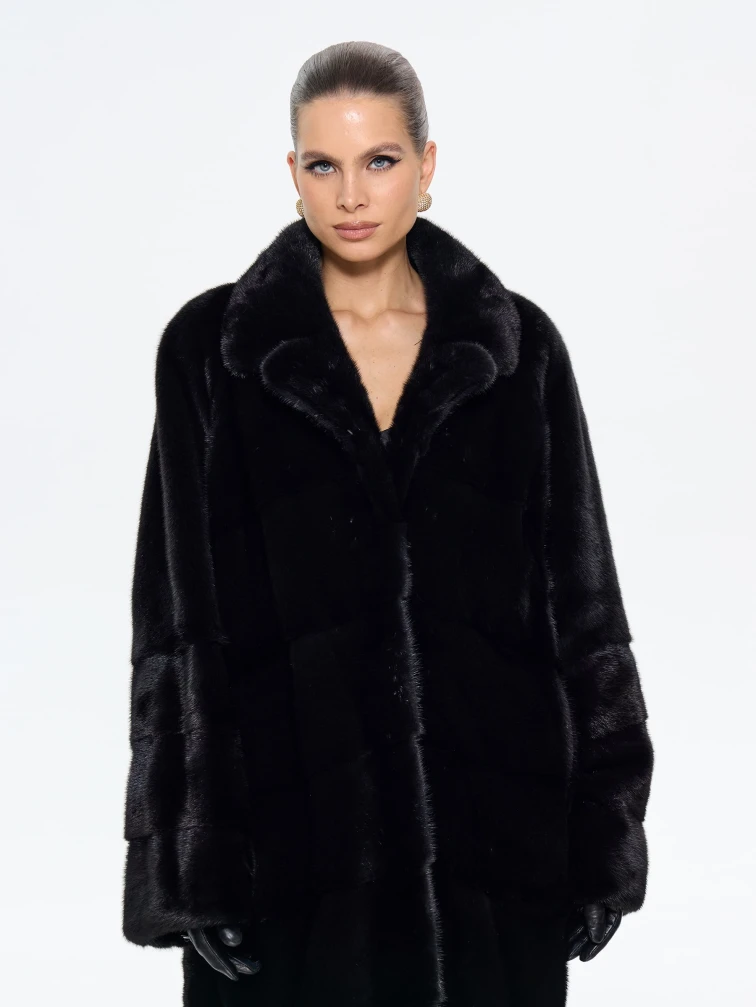 Длинная женская норковая шуба М-102- 1901, черная, размер 52, артикул 65400-3