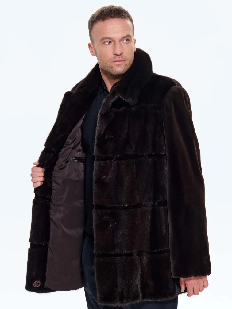 Черная мужская норковая шуба UNIFUR 7904, размер 54, артикул 34510-3