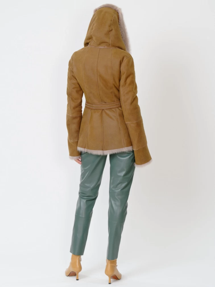 Зимний комплект женский: Дубленка 122 + Брюки 03, бежевый/оливковый, р. 42, арт. 111367-6