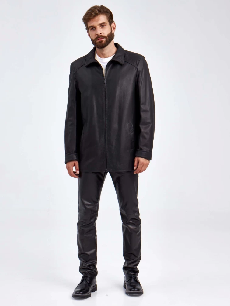 Кожаная куртка мужская 522, черная, размер 50, артикул 29340-5