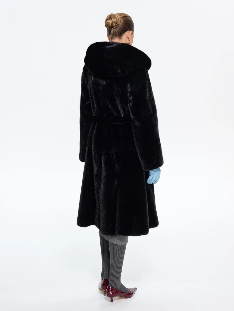Длинная женская норковая шуба MANZARI М069, черная, размер 40, артикул 34250-6
