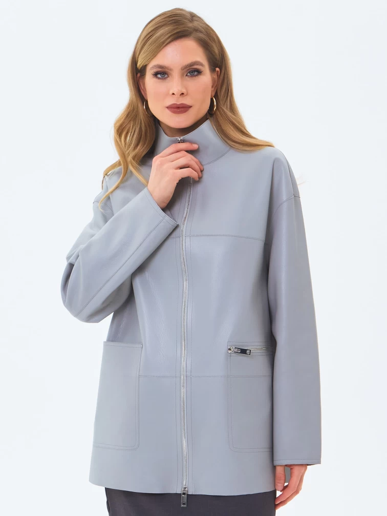 Женская кожаная куртка премиум класса 3089, серая, размер 50, артикул 24420-3