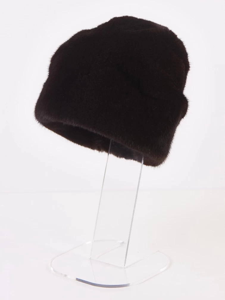Головной убор из меха норки женский М-213, темно-коричневый, размер 58, артикул 51465-0