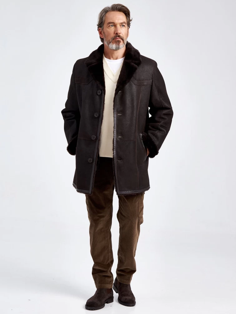 Мужская классическая дубленка 405, коричневая, размер 46, артикул 70671-1