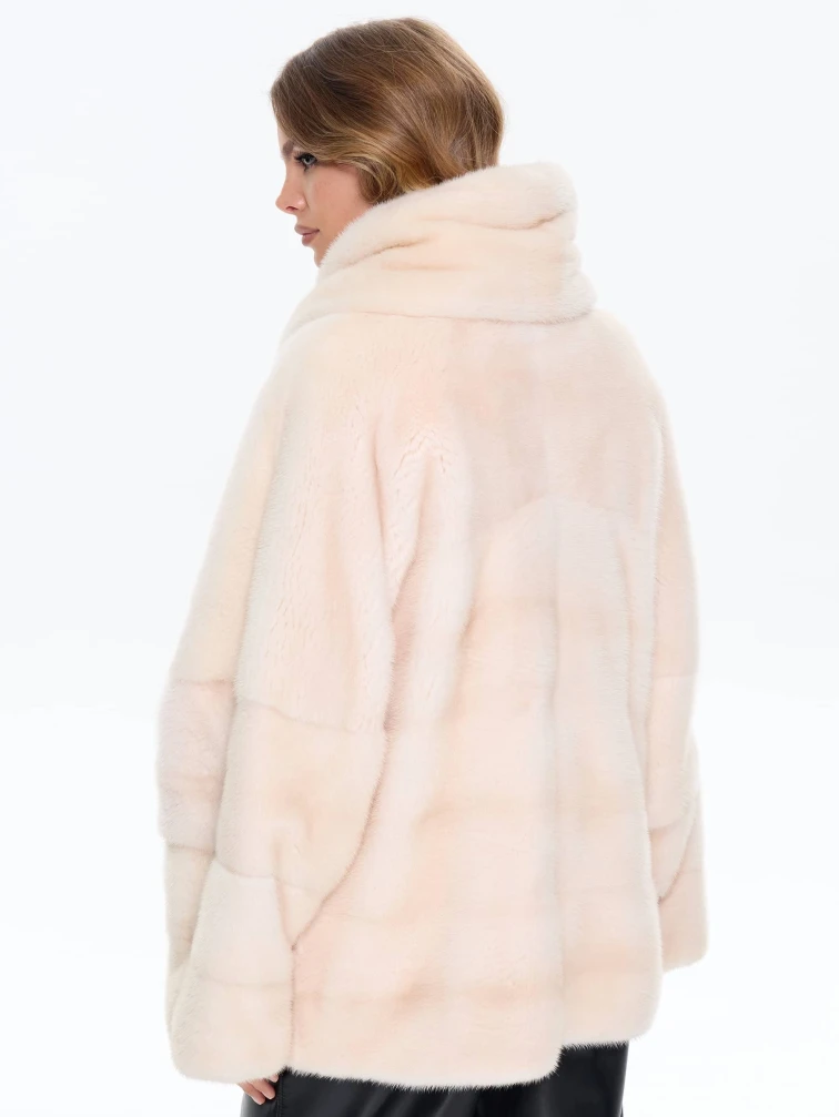 Поперечная женская норковая шуба BRASCHI LS 005, бежевая, размер 40, артикул 34350-5