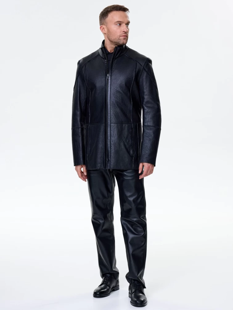 Демисезонная двусторонняя мужская дубленка премиум класса 409, черная, размер 50, артикул 71590-0