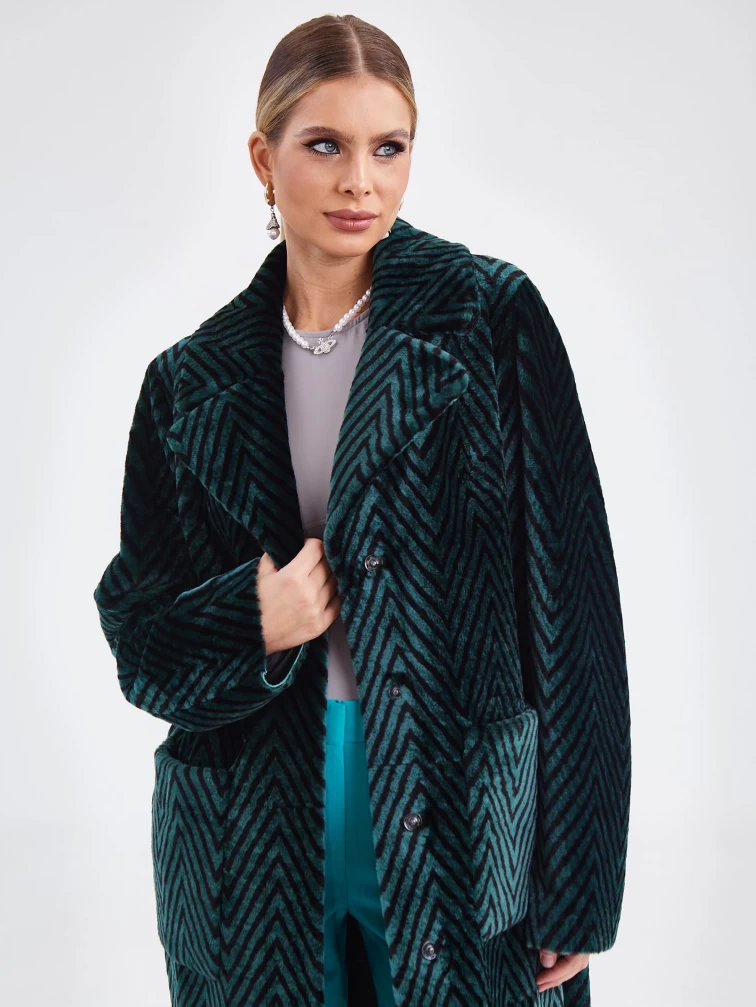 Двусторонняя женская дубленка премиум класса 2019, зеленая, размер 48, артикул 61200-5