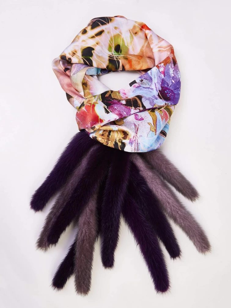 Шарф женский М-1, с норкой, фиолетовый, размер One Size, артикул 51800-0