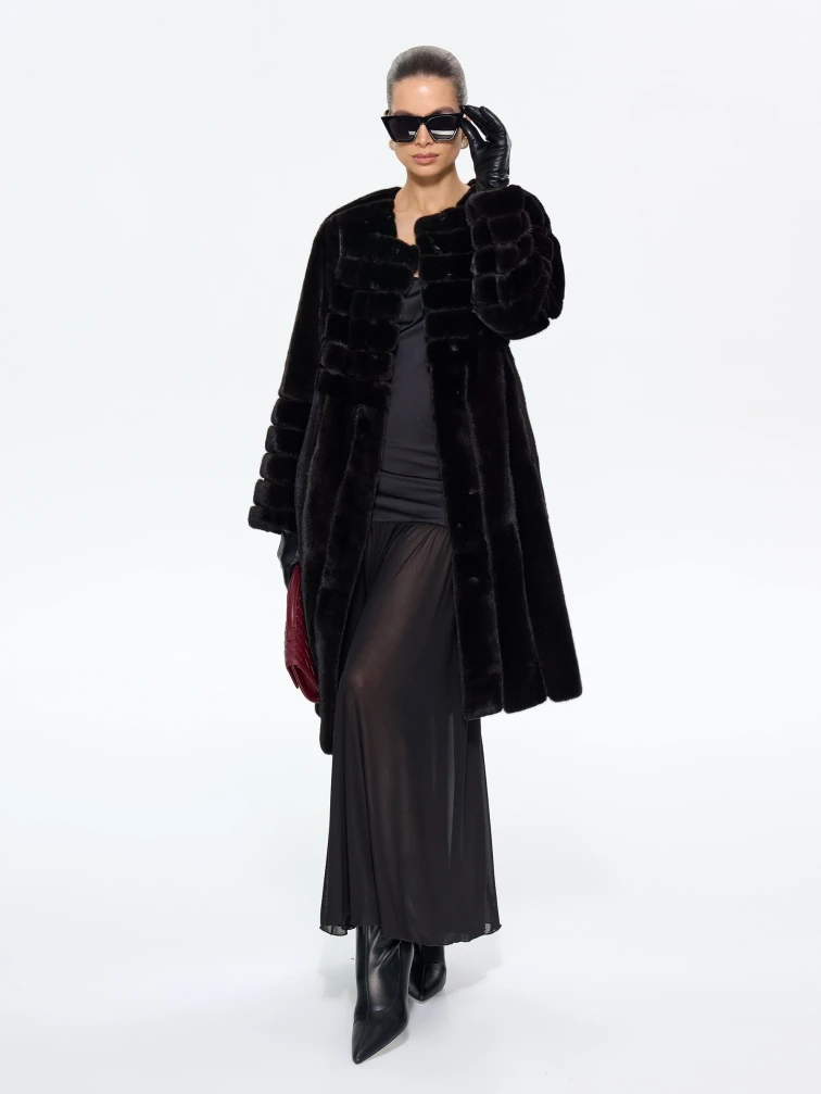 Черная норковая женская шуба BRASCHI ELN 32, размер 46, артикул 34360-4