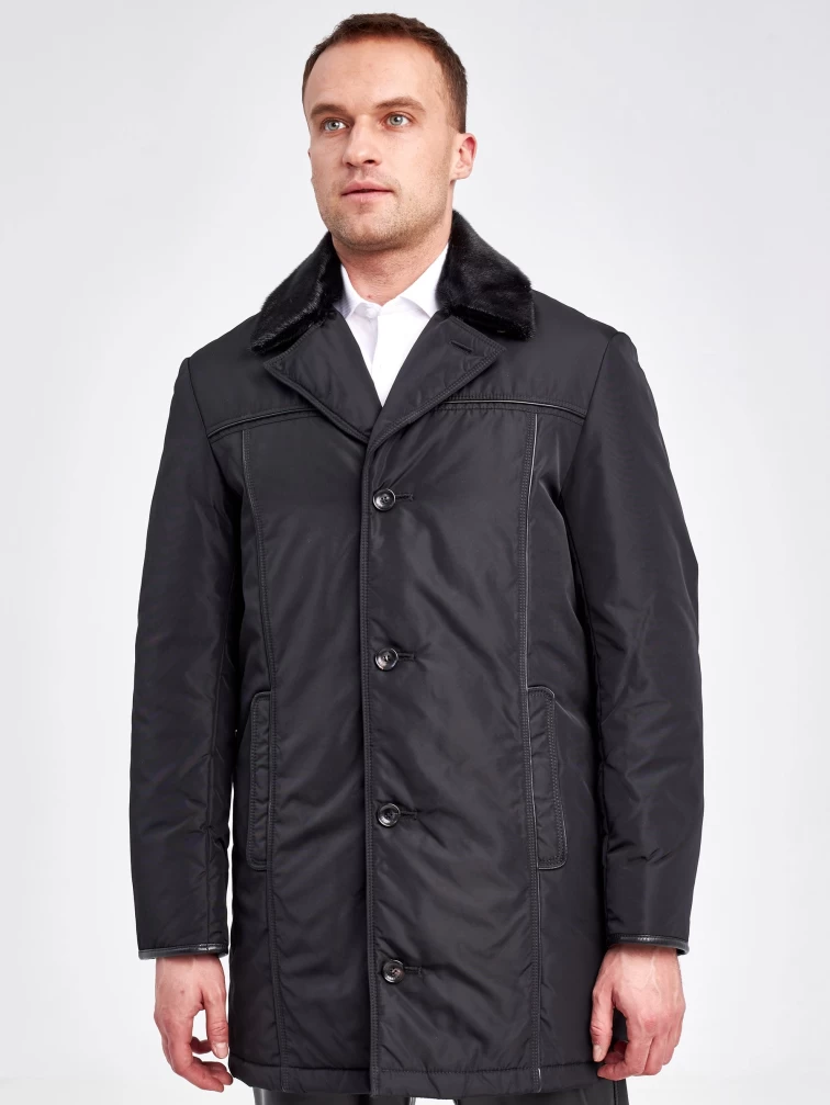 Текстильная зимняя куртка с воротником меха нерпы мужчин Belpasso, черная, размер 48, артикул 40920-3