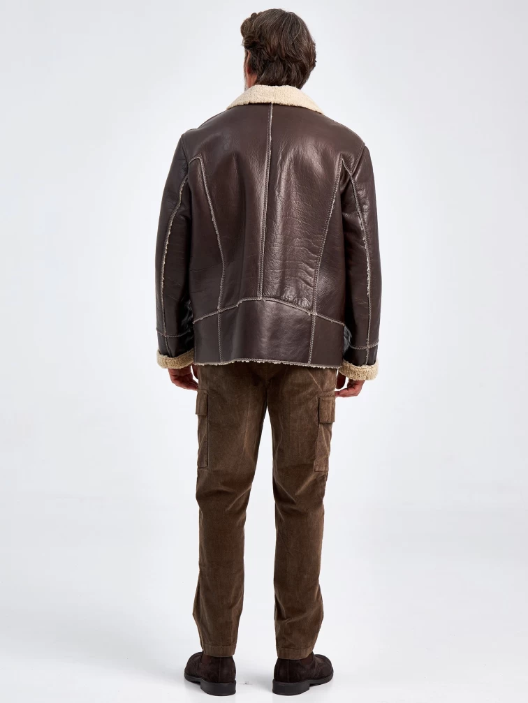 Дубленка мужская 165, короткая, оливковая, размер 54, артикул 70730-4