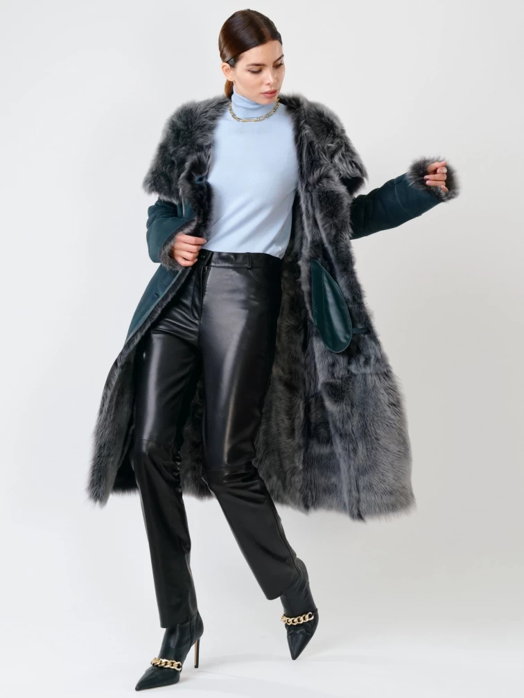 Зимний комплект женский: Дубленка 132 + Брюки 03, синий/черный, р. 44, арт. 111355-0