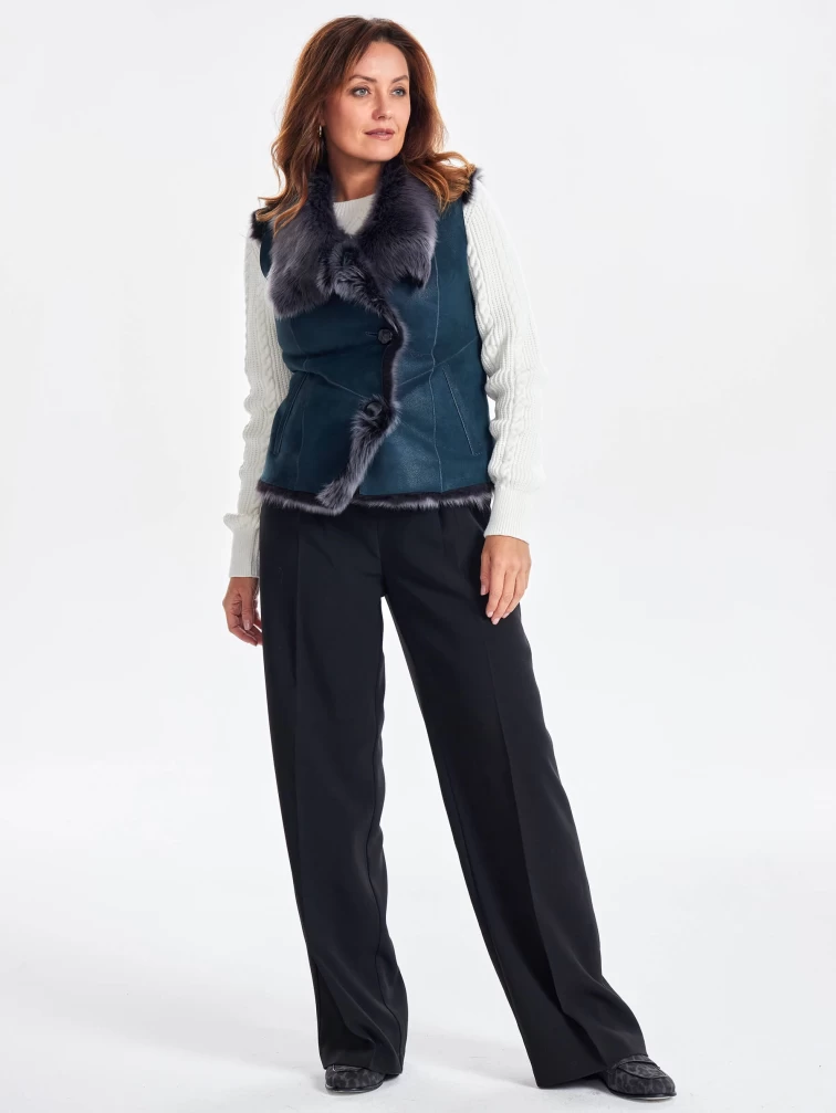 Меховой жилет из тосканы премиум класса для женщин 06, синий, размер 46, артикул 63320-4