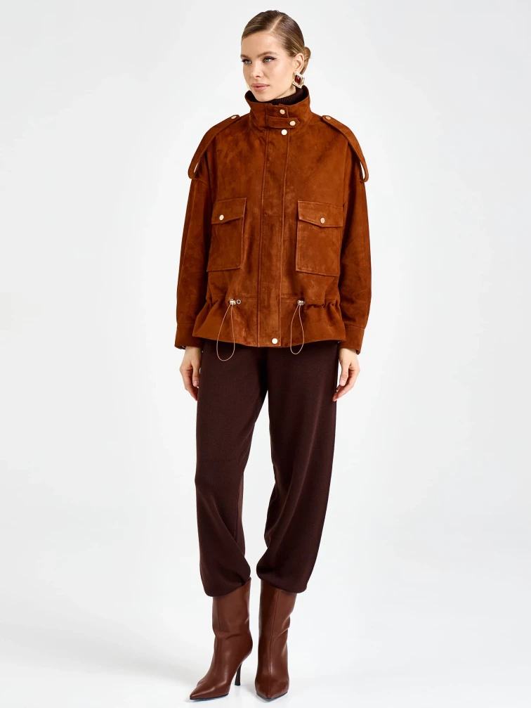 Замшевая женская куртка премиум класса 3101з, виски, размер 48, артикул 92420-7