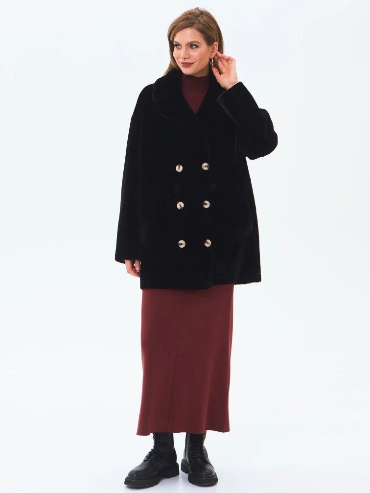 Черная женская шуба из астрагана 2064, размер 48, артикул 64630-1