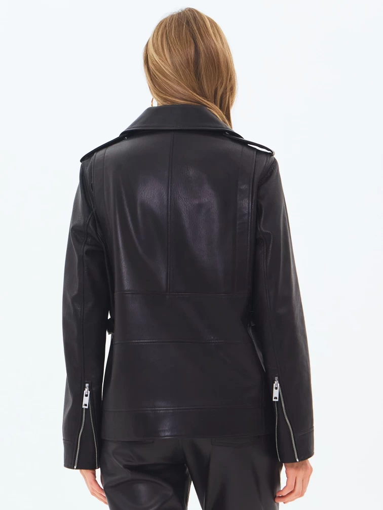 Кожаная женская куртка косуха премиум класса 3079, черная, размер 50, артикул 24650-5