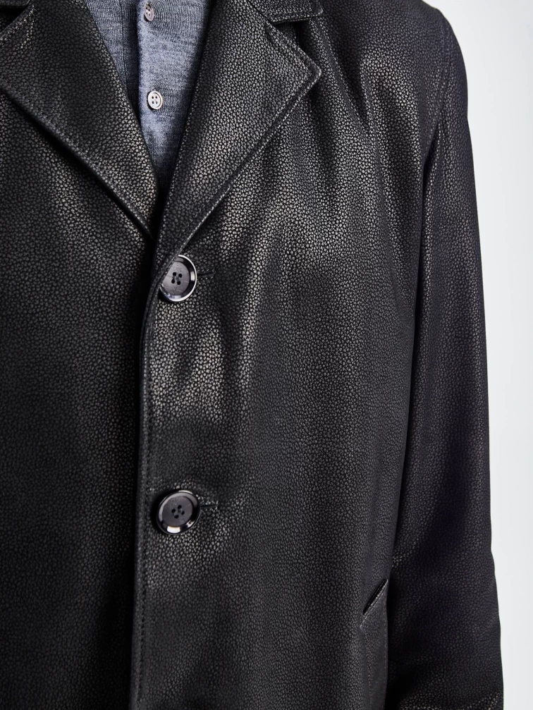 Кожаный пиджак мужской премиум класса 21/1, черный DS, размер 64, артикул 29040-2